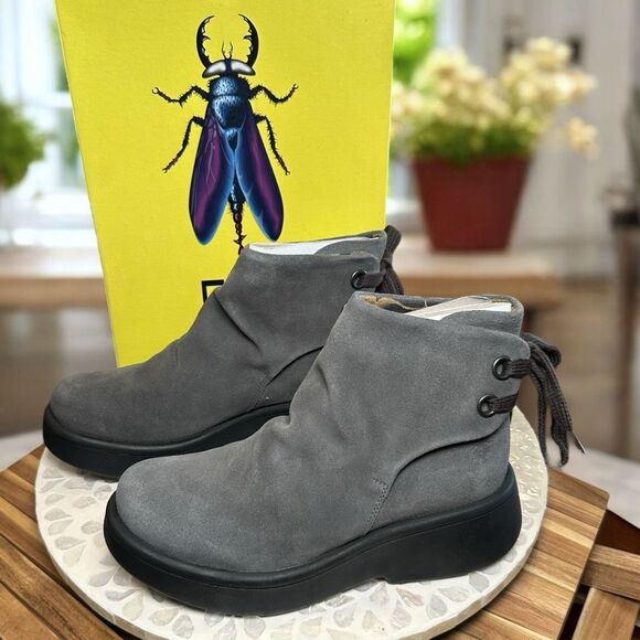 Fly London MEBS189FLY Oil Suede Leather Diesel Tie Ankle Boots Women’s 7 EU 38 - Picture 1 of 16